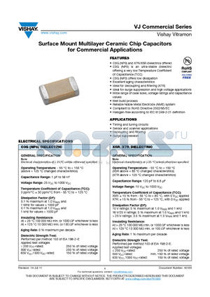 VJ0402A102BFJAC datasheet - Surface Mount Multilayer Ceramic Chip Capacitors for Commercial Applications