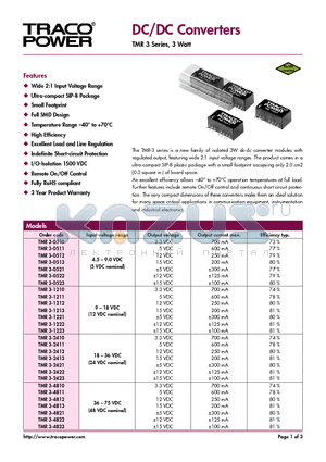 TMR3-1210 datasheet - DC/DC Converters