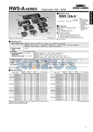 RWS100A-12 datasheet - Single output 15W ~ 450W