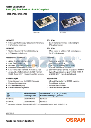 SFH4740 datasheet - Ostar Observation