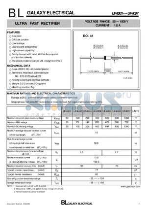 UF4003 datasheet - ULTRA FAST RECTIFIER