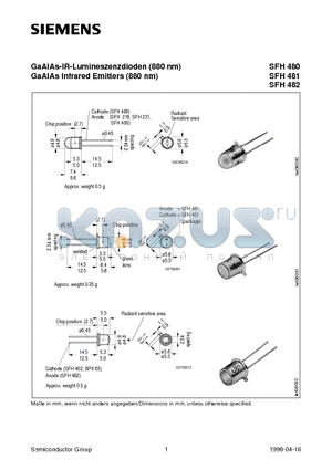 SFH481-1 datasheet - GaAlAs-IR-Lumineszenzdioden 880 nm GaAlAs Infrared Emitters 880 nm