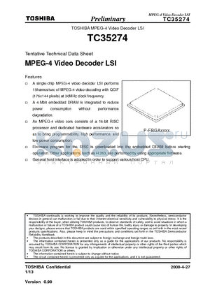 TC35274 datasheet - TOSHIBA MPEG-4 Video Decoder LSI