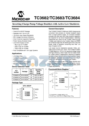 TC3682EUA datasheet - Inverting Charge Pump Voltage Doublers with Active Low Shutdown