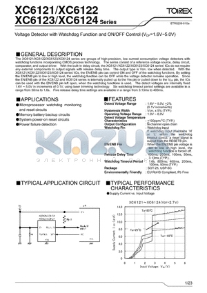 XC6121A650MR-G datasheet - Voltage Detector with Watchdog Function and ON/OFF Control (VDF=1.6V~5.0V)