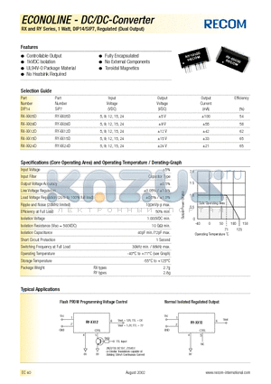 RX-0909D datasheet - ECONOLINE - DC/DC - CONVERTER