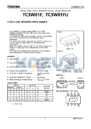 TC3W01F_01 datasheet - 2-TO-3 LINE DECODER WITH ENABLE