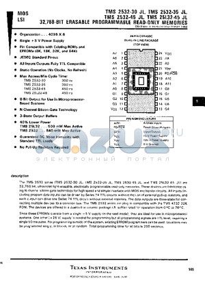 TMS2532-30JL datasheet - 32,768 BIT ERASABLE PROGRAMMABLE READ ONLY MEMORIES