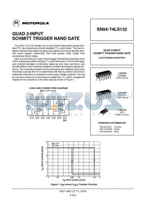 SN74LS132D datasheet - QUAD 2-INPUT SCHMITT TRIGGER NAND GATE