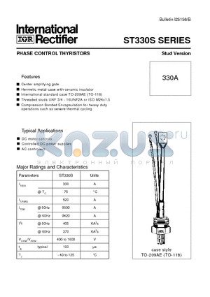 ST330S12P0 datasheet - PHASE CONTROL THYRISTORS Stud Version