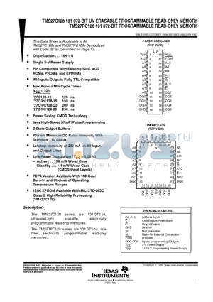 TMS27C128-12NL datasheet - 131 072-BIT UV ERASABLE PROGRAMMABLE READ-ONLY MEMORY