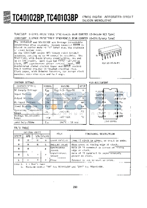 TC40102BP datasheet - CMOS DIGITAL INTEGRATED CIRCUIT SILICON MONOLITHIC