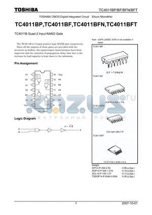 TC4011BF datasheet - Quad 2 Input NAND Gate