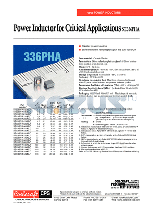 ST336PHA103KLZ datasheet - Power Inductor for Critical Applications