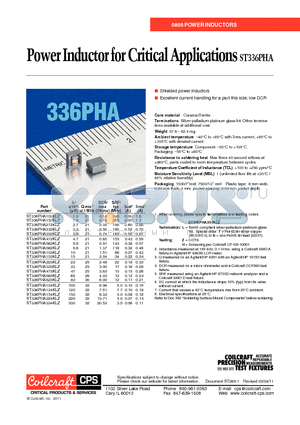 ST336PHA332KLZ datasheet - Power Inductor for Critical Applications