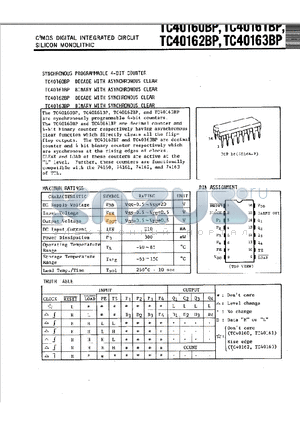 TC40162BP datasheet - C2MOS DIGITAL INTERGRATED CIRCUIT SILICON MONOLITHIC