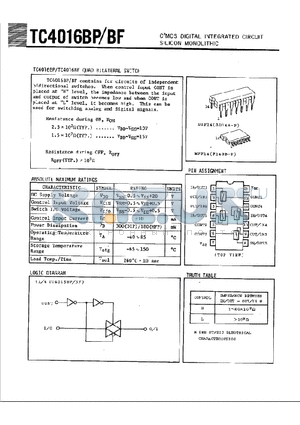 TC4016BF datasheet - C2MOS DIGITAL INTERGRATED CIRCUIT SILICON MONOLITHIC
