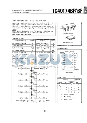TC40174BP datasheet - C2MOS DIGITAL INTEGRATED CIRCUIT SILICON MONOLITHIC