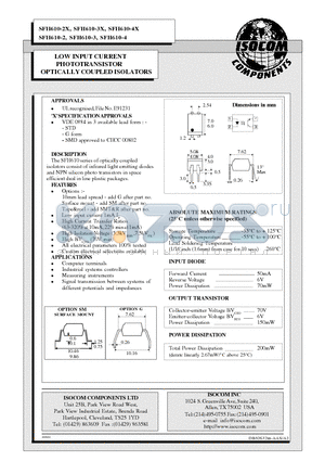 SFH610-3X datasheet - LOW INPUT CURRENT PHOTOTRANSISTOR OPTICALLY COUPLED ISOLATORS