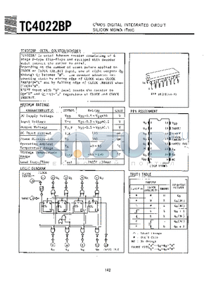 TC4022BP datasheet - C2MOS DIGITAL INTEGRATED CIRCUIT SILICON MONOLITHIC