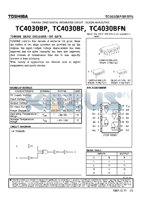 TC4030BF datasheet - QUAD EXCLUSIVE-OR GATE