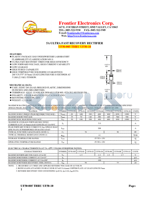 UF50-02 datasheet - 5A ULTRA FAST RECOVERY RECTIFIER