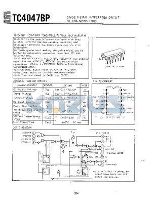 TC4047BP datasheet - C-2MOS DIGITAL INTERGRATED CIRCUIT SILICON MONOLITHIC