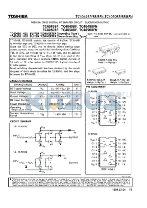 TC4049BFN datasheet - HEX BUFFER/CONVERTER (INVERTING TYPE, NON-INVERTING TYPE)