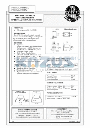 SFH615A-1 datasheet - LOW INPUT CURRENT PHOTOTRANSISTOR OPTICALLY COUPLED ISOLATORS