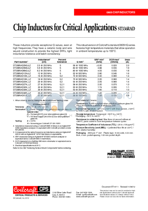 ST336RAD30N_LZ datasheet - Chip Inductors for Critical Applications