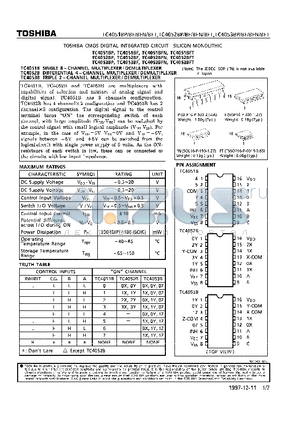 TC4052BFT datasheet - SINGLE 8-CHANNEL MULTIPLEXER/DEMULTIPLEXER