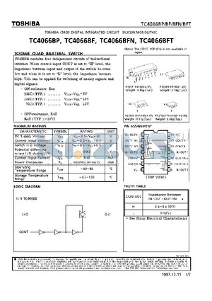 TC4066BF datasheet - QUAD BILATERAL SWITCH