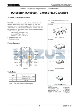 TC4066BF datasheet - Quad Bilateral Switch