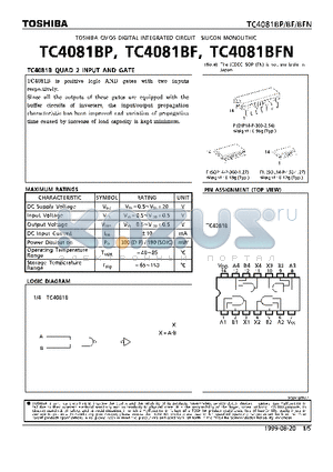 TC4081BF datasheet - QUAD 2 INPUT AND GATE