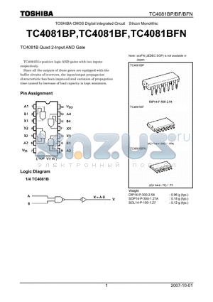 TC4081BP datasheet - Quad 2-Input AND Gate