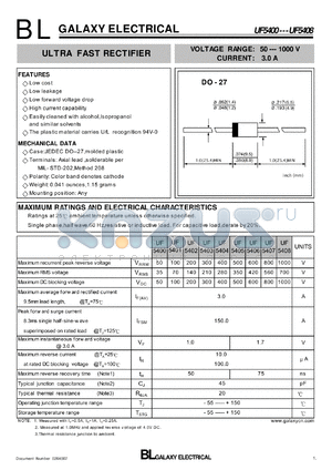 UF5401 datasheet - ULTRA FAST RECTIFIER