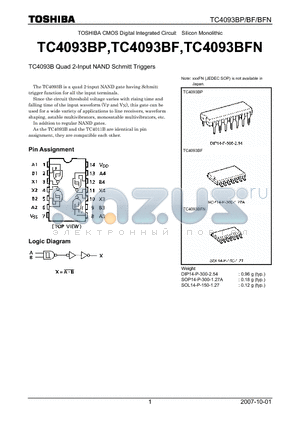 TC4093BF datasheet - Quad 2-Input NAND Schmitt Triggers