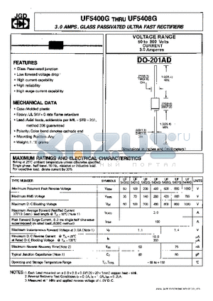 UF5401G datasheet - 3.0 AMP. GLASS PASSIVATED ULTRA FAST RECTIFIERS