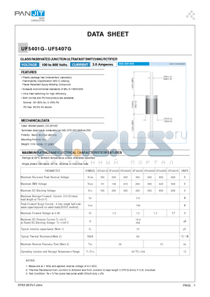 UF5401G datasheet - GLASS PASSIVATED JUNCTION ULTRAFAST SWITCHING RCTIFIER