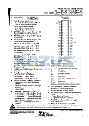 TMS28F002FT60BDBJQ datasheet - 262144 BY 8-BIT/131072 BY 16-BIT AUTO-SELECT BOOT-BLOCK FLASH MEMORIES