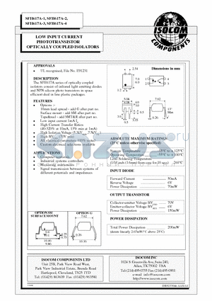 SFH617A-4 datasheet - LOW INPUT CURRENT PHOTOTRANSISTOR OPTICALLY COUPLED ISOLATORS