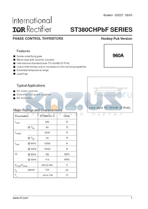 ST380CH04C3PBF datasheet - PHASE CONTROL THYRISTORS