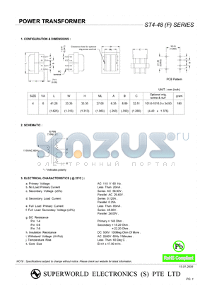 ST4-48 datasheet - POWER TRANSFORMER