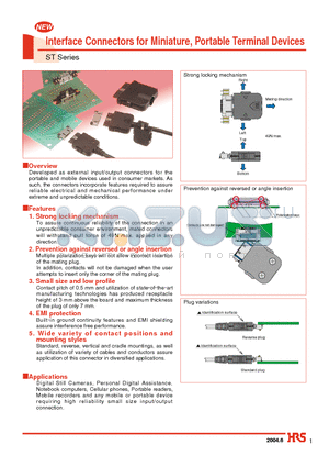 ST40-10S-CV datasheet - Interface Connectors for Miniature, Portable Terminal Devices