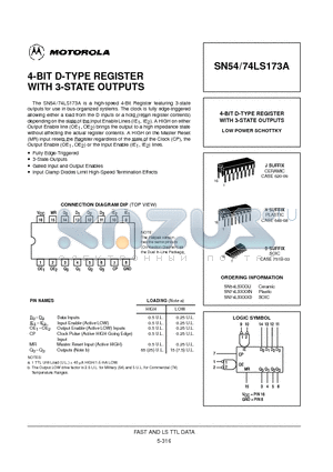 SN74LS173D datasheet - 4-BIT D-TYPE REGISTER WITH 3-STATE OUTPUTS