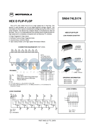 SN74LS174N datasheet - HEX D FLIP-FLOP