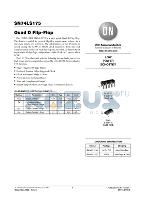 SN74LS175D datasheet - LOW POWER SCHOTTKY