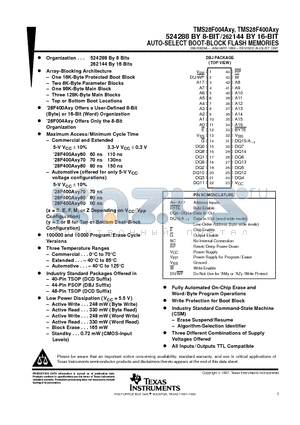 TMS28F004AFB60CDCDL datasheet - 524288 BY 8-BIT/262144 BY 16-BIT AUTO-SELECT BOOT-BLOCK FLASH MEMORIES