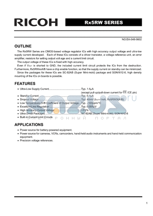 RX5RW18 datasheet - The Rx5RW Series are CMOS-based voltage regulator ICs with high accuracy output voltage and ultra-low