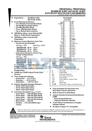 TMS28F004AZT90CDBJL datasheet - 524288 BY 8-BIT/262144 BY 16-BIT AUTO-SELECT BOOT-BLOCK FLASH MEMORIES